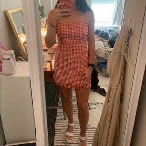Red and white gingham mini dress